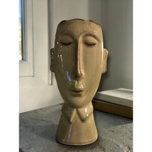 Anthropomorphic Abstract Ceramic Face Vase Sculptural Mid Century Modern Decor
